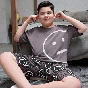 Foreign trade children's clothing children's pajamas fat children's cotton plus size short sleeve teenagers big boys loose homewear