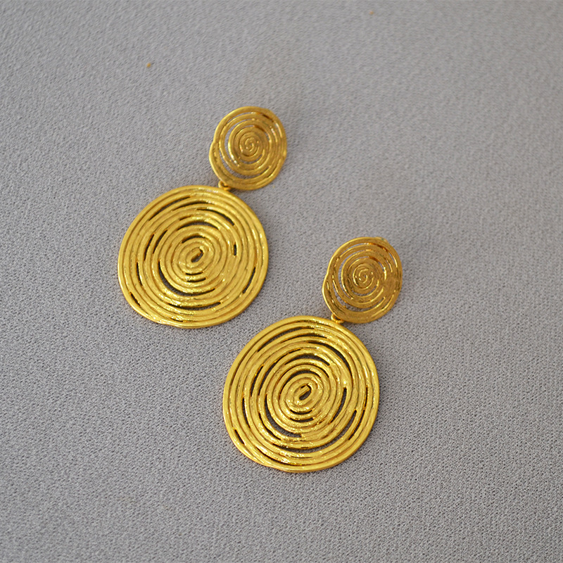 1 Pair Retro Round Plating Copper Drop Earrings display picture 5