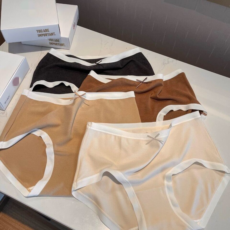LuLu ルル イミテーション カシミア レディース 下着 4 パック 両面起毛 暖かく快適で通気性のあるミッドウエスト ブリーフ|undefined