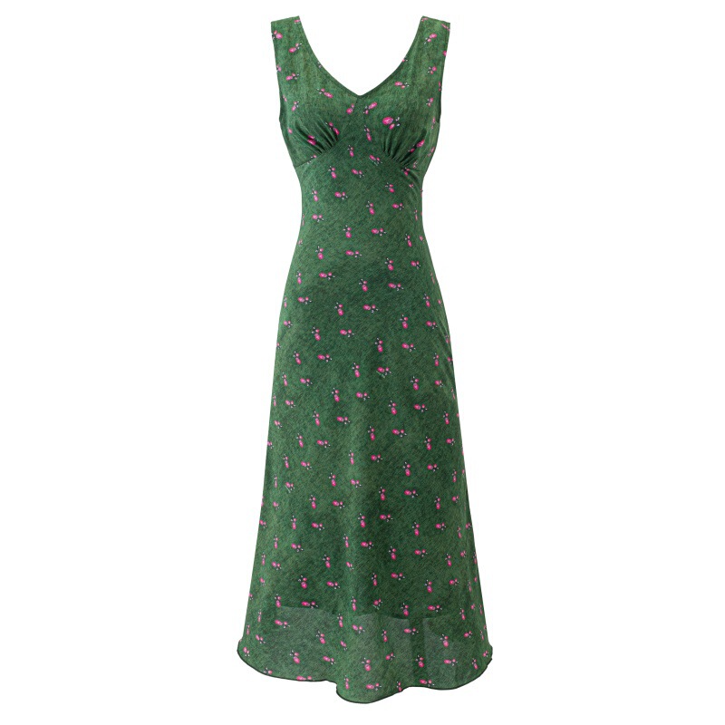 Summer New Style French Retro Romantic Fresh Seaside Resort Style Floral Long Dress Slim Fit V-Neck Dress