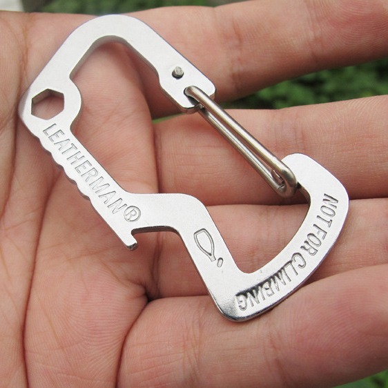 Small Dog Shark EDCMultifunctional D-type Buckle Stainless Steel Mountaineering Buckle Bottle Opener Spring Hook Hanging Buckle Quick Hanging