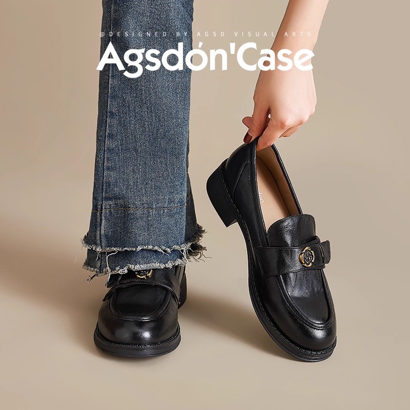 Zapatos antiguos Lion Denlefour para mujeres 2025 nuevo otoño y invierno con suela gruesa de veludo estilo británico retro negro zapatos de cuero comerciales pequeños