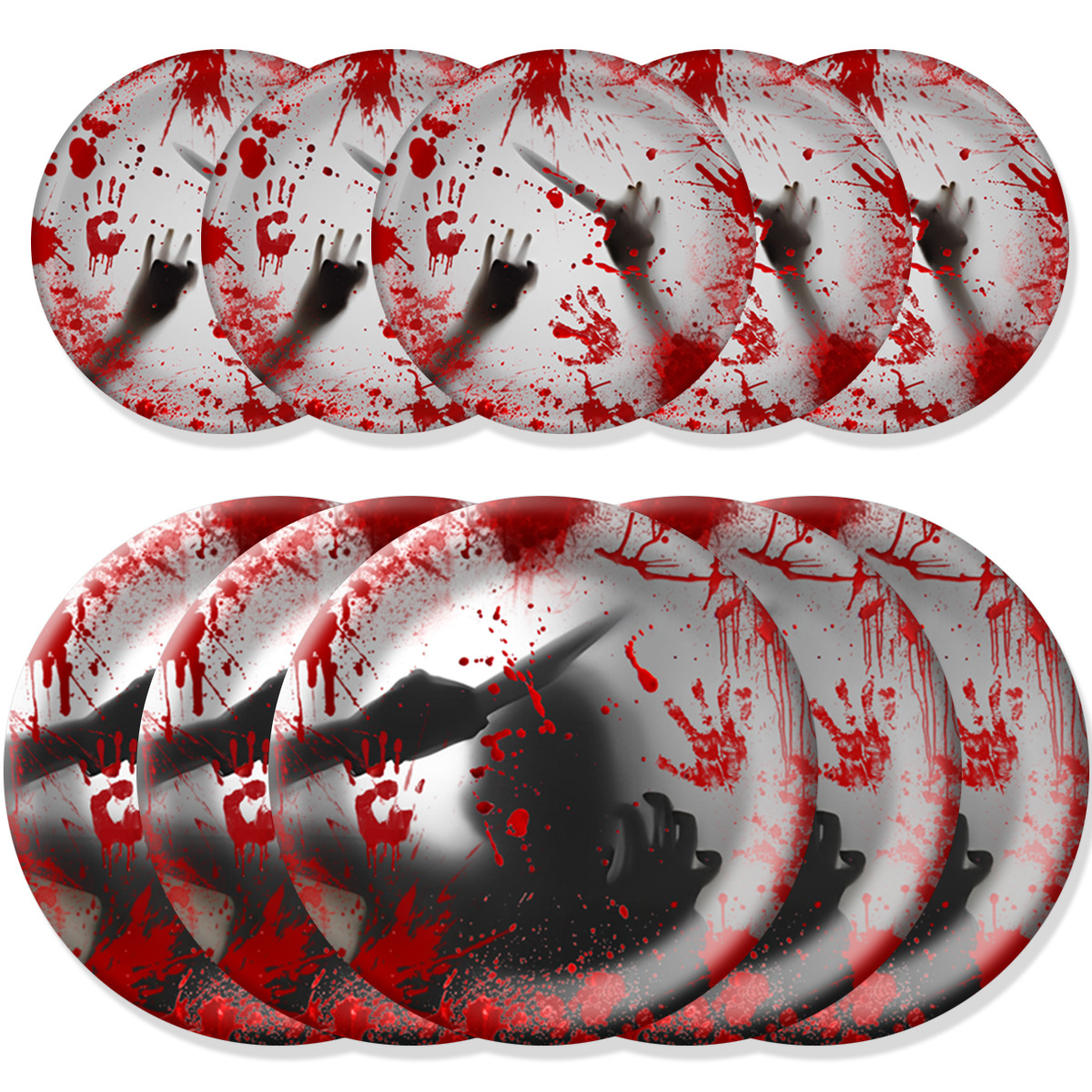 Halloween theme horror party blood print paper cups and paper plates set _voghion.com