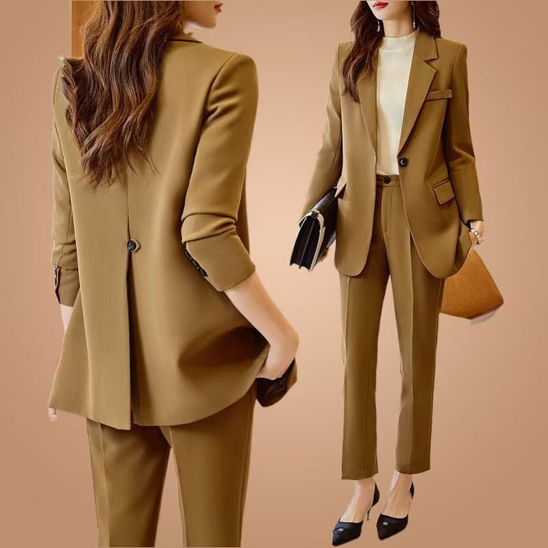 Fashionable Elegant Long-Sleeved Trousers Suit Women's 2025 Spring & Fall New Plus Size Business Suit Two-Piece Suit