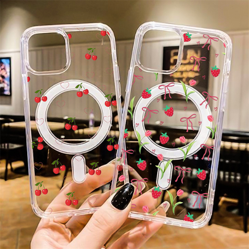 40g Weight iPhone Applicable Brands Phone Cases Classification PC, tpu Material Cherry, Bow Knot Pattern Sweet, Classic Style Style PC Tpu Cherry Bow Knot Sweet Classic Style Phone Cases Phone Accessories 2