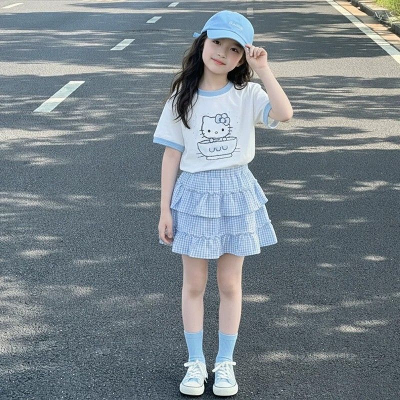 Unique and beautiful 2026 new style girls' preppy short-sleeved T-shirt top