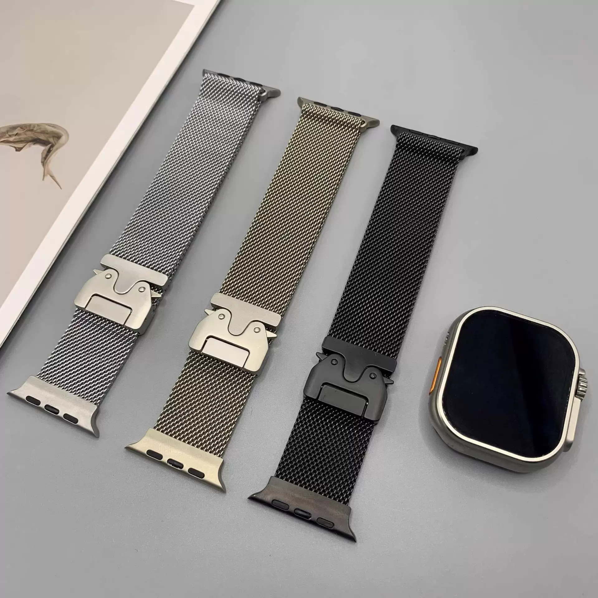 新款米兰尼斯表带适用于苹果手表Apple watchS10系列表带降落伞扣