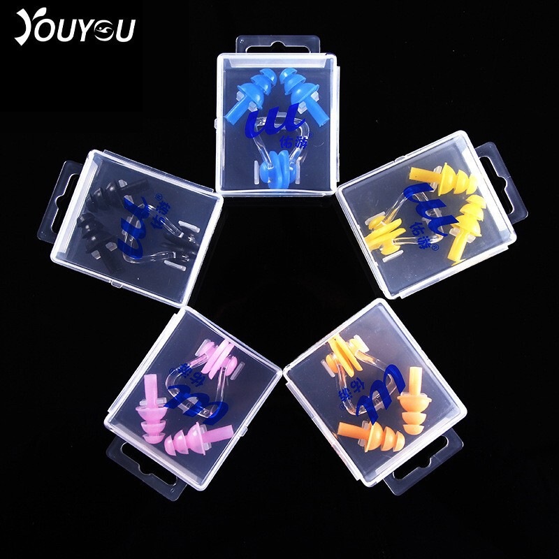 Youyou Waterproof Diving Professional Nose Clip for Adults and Kidsren, Anti-Choking, Bathing, Anti-Water Ingress Earplugs, Two-Piece Set Youyou Waterproof Diving Professional Nose Clip for Adults and Kidsren, Anti-Choking, Bathing, Anti-Water Ingress Earplugs, Two-Piece Set