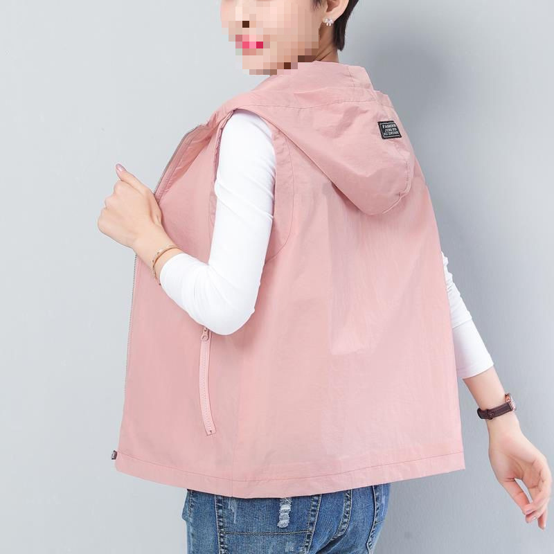 Extra Large Size Spring, Summer and Autum 2024 New Hooded Sleeveless Loose Fat mm Vest Women's Trendy Ins
