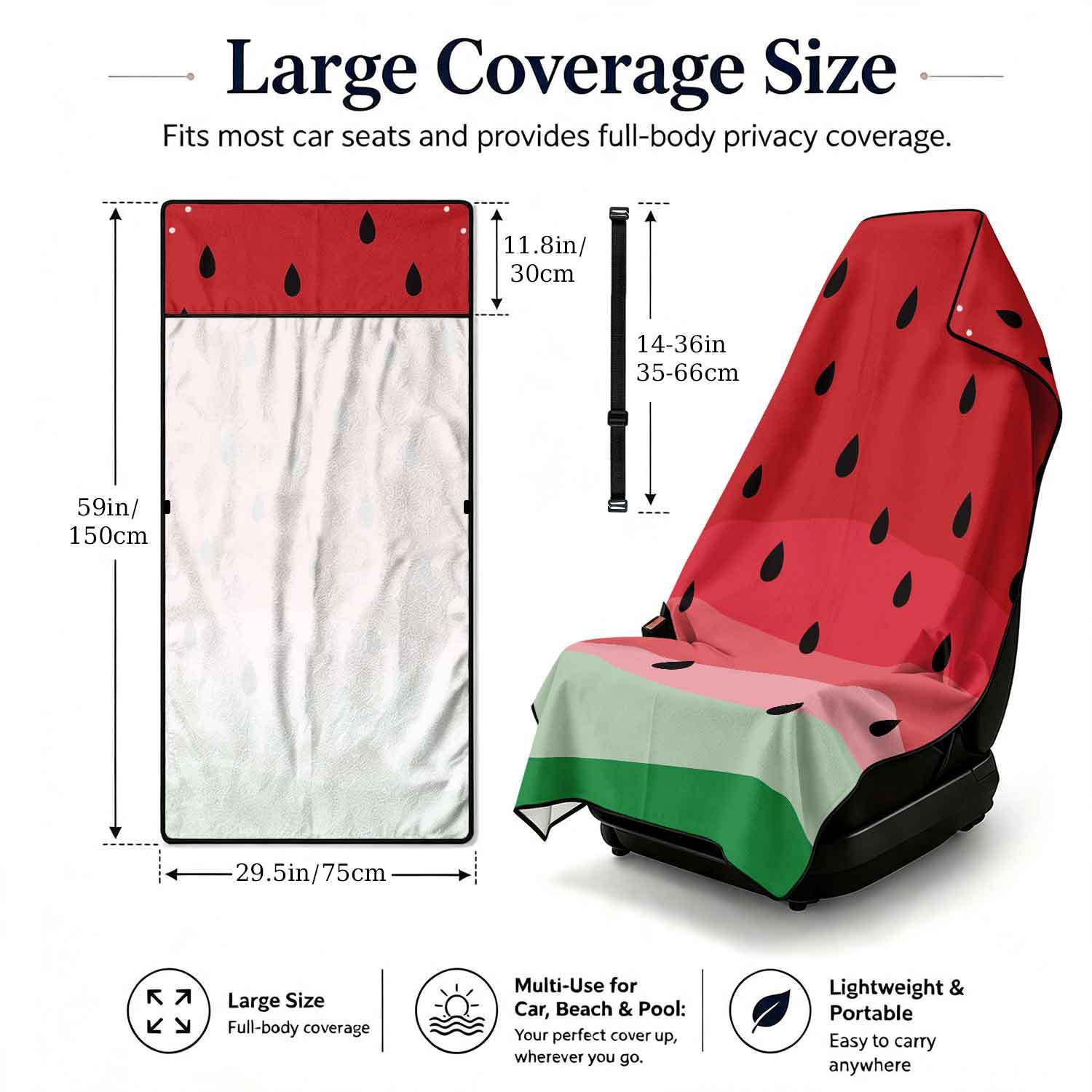 Printed bath towel and car seat cover 2-in-1, ultra-fine fiber outdoor beach and car dual-use universal seat cushion