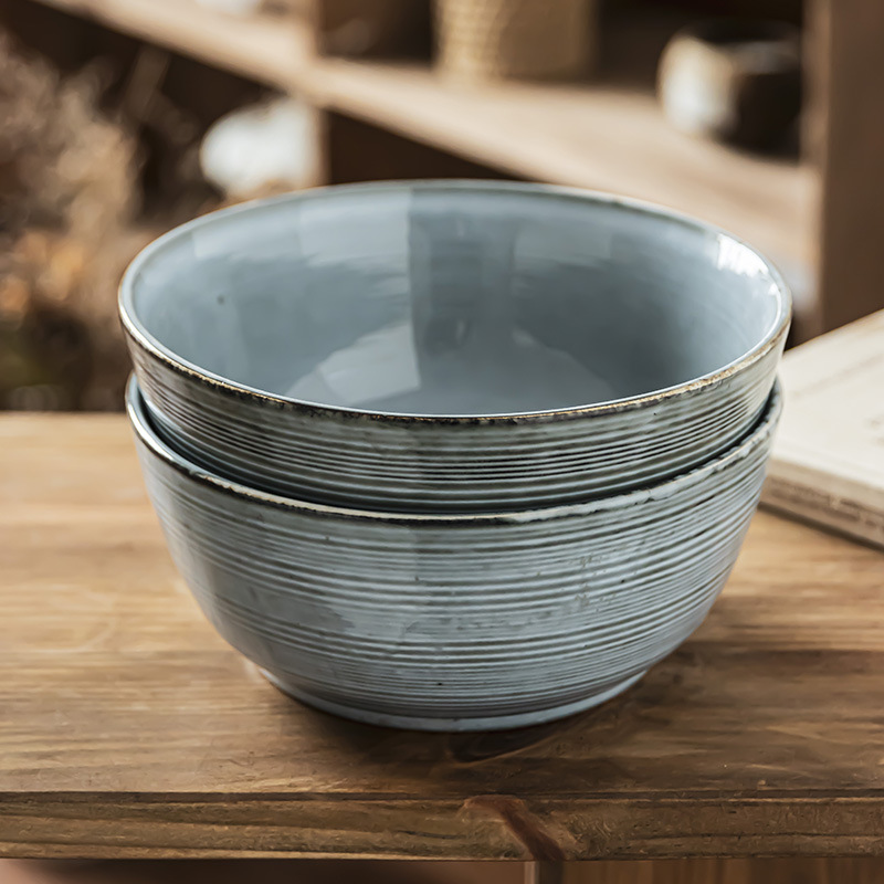 estilo japonés retro anillo cerámico tazón de sopa doméstico cubiertos tazón redondo al por mayor restaurante tazón práctico