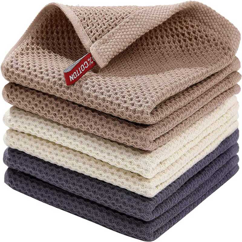Amazon Hot Sale Pure Cotton Honeycomb Kitchen Square Towel Set Easy Clean Waffle Square with Hook Wholesale
