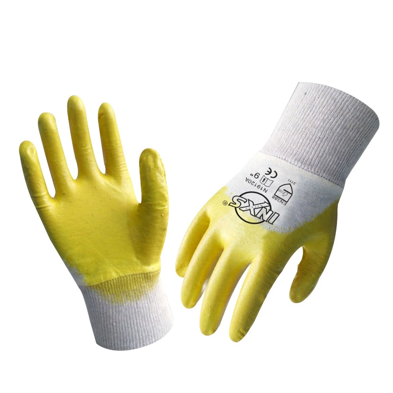 Селит N19120A Хлопковая шерстяная ткань 3/4 с покрытием Нитриловые желтые перчатки