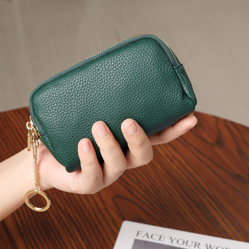 Nuevo bolso pequeño, tres capas de cremallera, bolso de aire extranjero, bolso de cambio de mujer, nuevo cuero pequeño, llave de bolsa de monedas