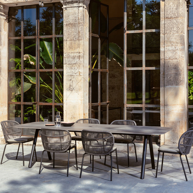 Villa nórdica de caña sofá combinación al aire libre balcón alojamiento de cuerda mesas y sillas muebles al aire libre ocio patio mesas y sillas