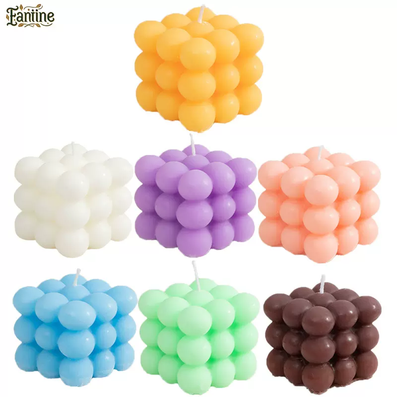 跨境外贸ins风庆祝节日泡泡造型魔方香薰蜡烛批发香氛马卡龙摆件