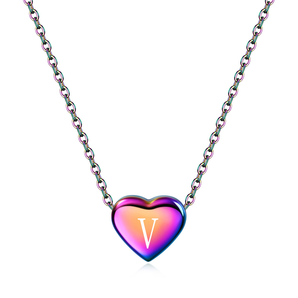 Necklace Classification Sweet Letter Heart Shape Titanium Steel Necklace 1 Piece