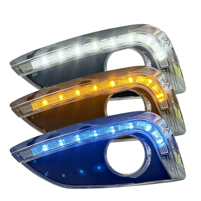 Suitable for 10-13 Models of Hyundai Gündüz işıqları - silver-bowl-style-led-tri-color-flowing-daytime-running-lights-priced-per-pair
