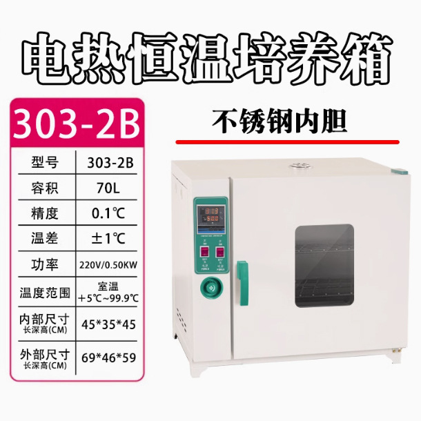 Incubadora de calor eléctrico 70L de acero inoxidable con soplado 303-2B