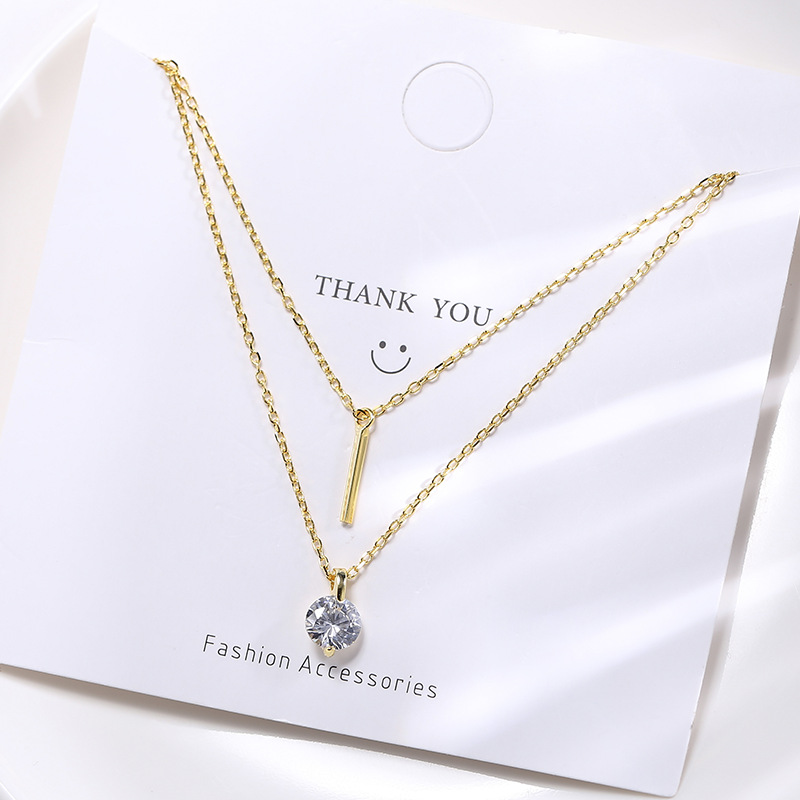 Sparkling Double Layer Diamond Necklace For Women Sterling Silver_voghion.com
