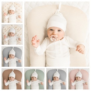 Factory direct cross-border baby cradle bed hat printed breathable skin-friendly cotton yarn cradle mattress removable change outside