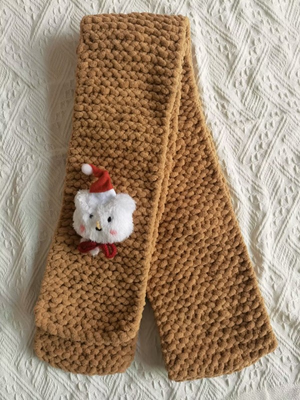 ins圣诞可爱小熊手工diy织围巾毛线材料包冰条线编织围脖粗毛线