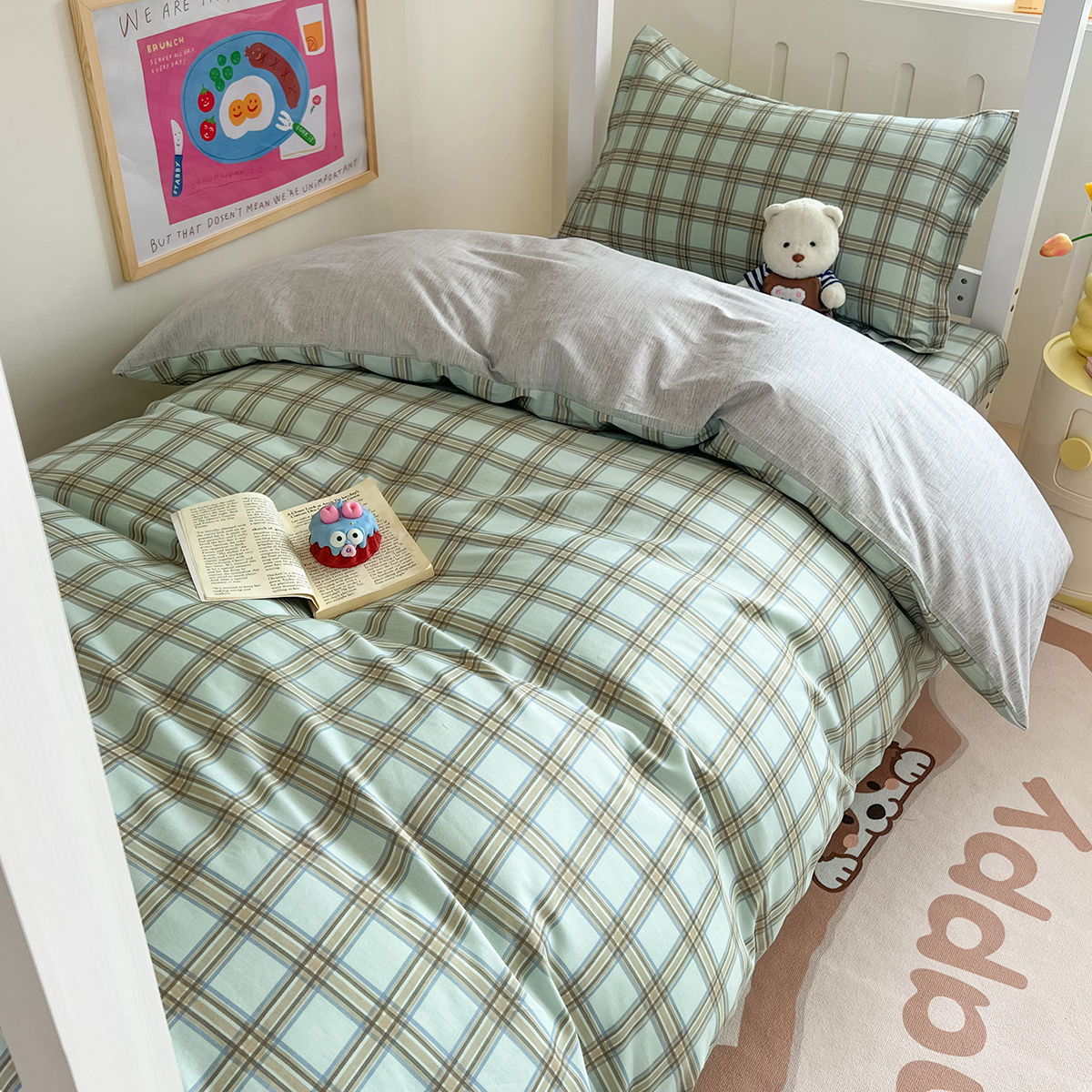 Dormitorio universitario ropa de cama de tres piezas algodón de cuatro piezas 100 sábanas individuales de algodón fundas de edredón