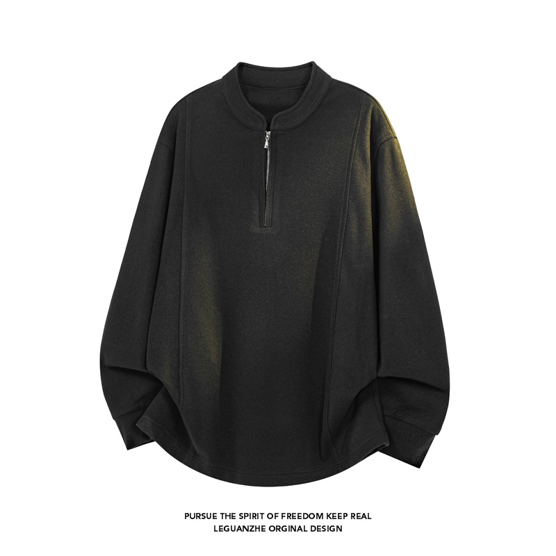 Cleanfit Deconstructed Half-zip Thermal Base S For Men, Autumn Winter Trendy Brand, Loose And Warm, Long-sleeved_voghion.com