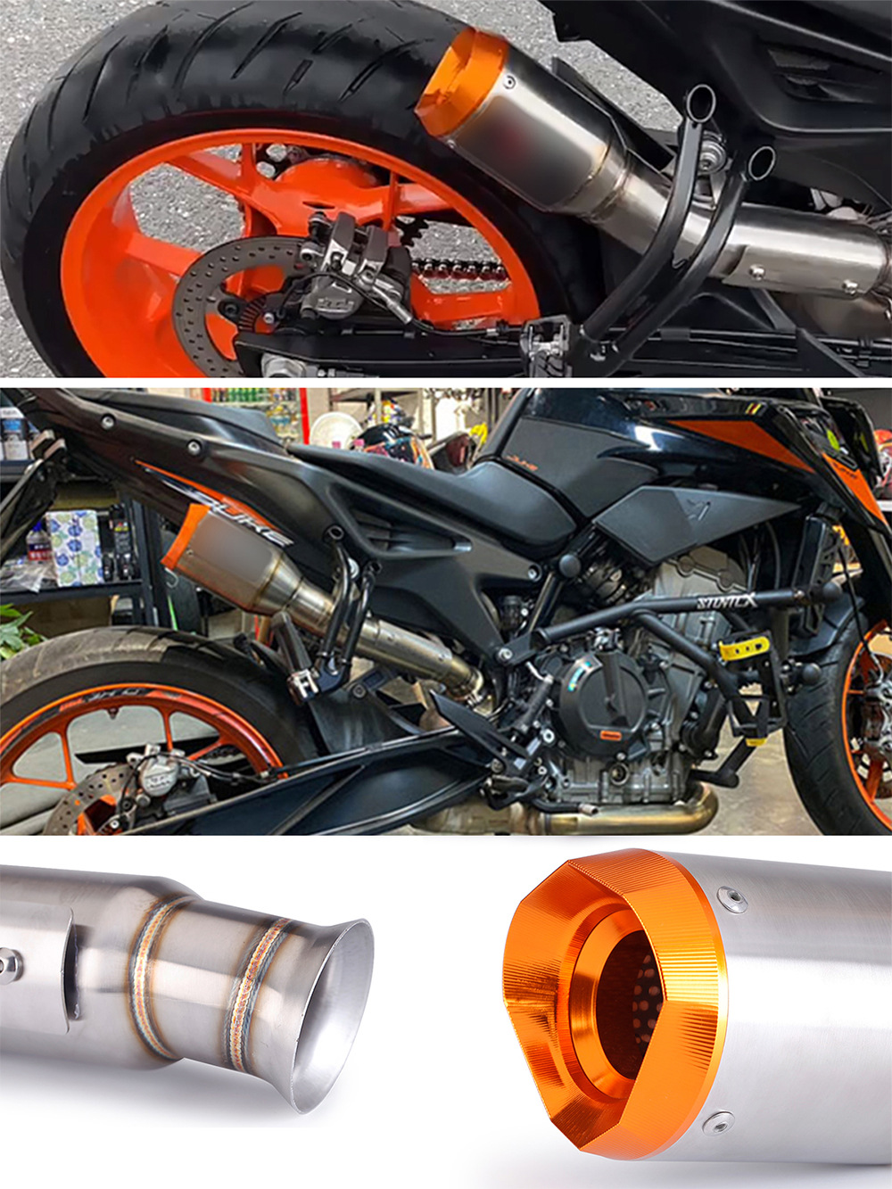 Applicable to 790DUKE motorcycle modification exhaust pipe stainless steel drum removal/full section with drum suit original straight Upper