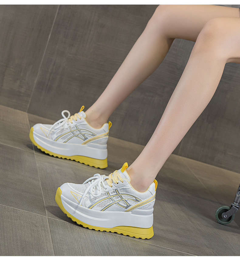 Giày sneaker nữ đế dày phong cách cổ điển, tăng chiều cao, thoải mái — Vàng 5053, Xám 5053, Tím 5053 chi tiết 19