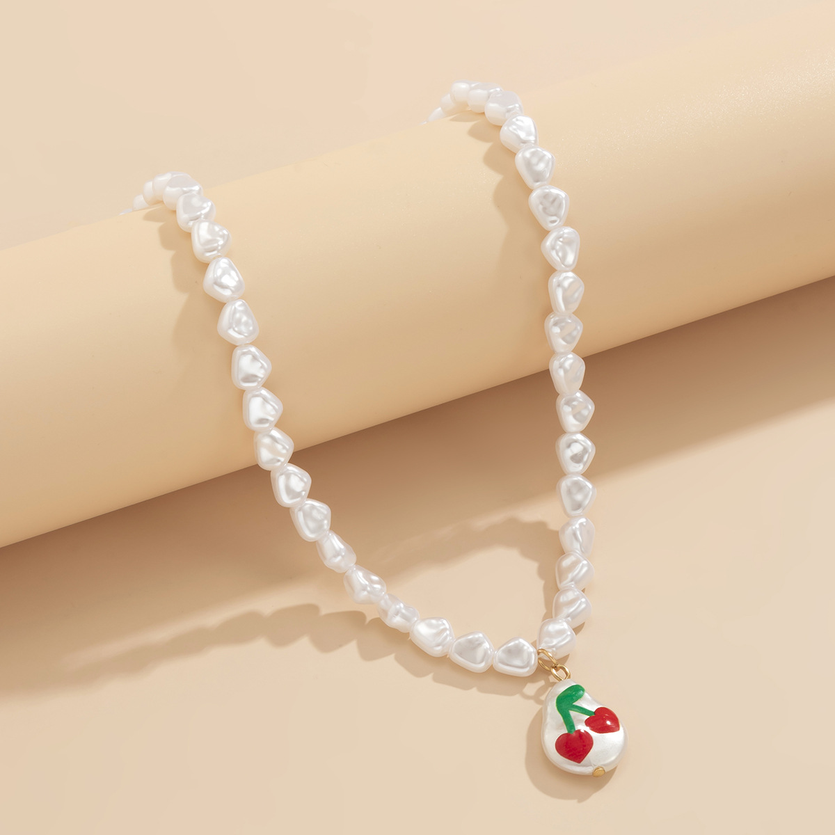 Creative Color Graffiti Shaped Imitation Pearl Cherry Smiley Color Chain Necklace display picture 2