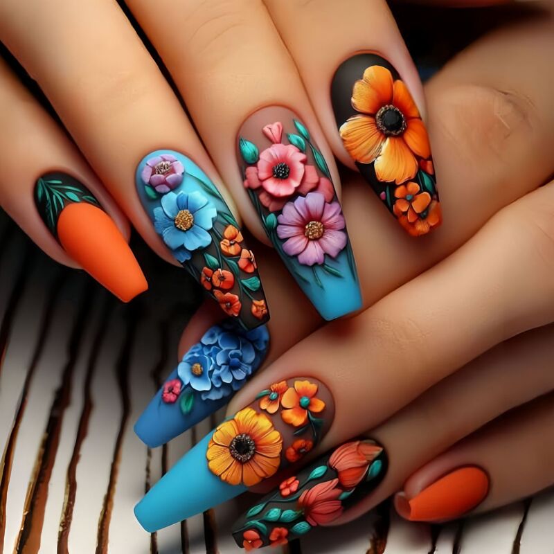 Press-On Fake Nail Patches, Long Ballet Nails, Flower Pattern Nail Patches, Simple and Fashionable in Spring Press-On Fake Nail Patches, Long Ballet Nails, Flower Pattern Nail Patches, Simple and Fashionable in Spring