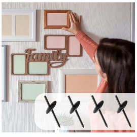 厂家跨境 黑色盒装花片钉相框挂画图片挂钉挂钩斜片钉挂衣物包包