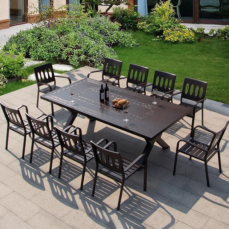 Villa al aire libre mesas y sillas patio al aire libre todo el aluminio jardín balcón de ocio al aire libre mesas y sillas de terraza roja