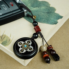 紫光檀木镶银十字金刚杵钥匙扣饰品挂件黑檀镶嵌国风佛家挂饰包挂