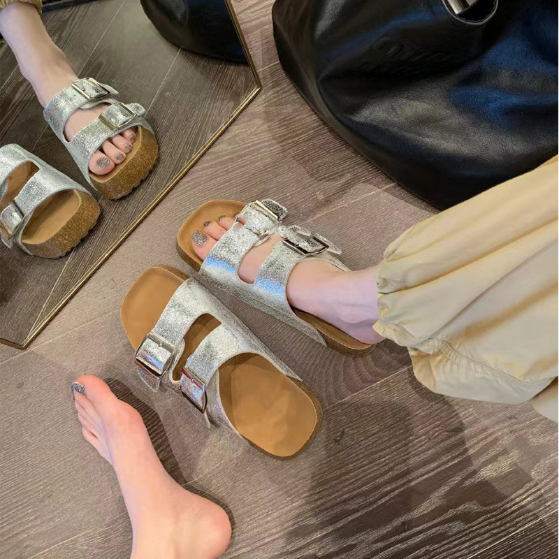 Grava Madre Hong Kong Island Holiday ~ verano nuevo perezoso un pedaleo de doble hebilla para adelgazar la parte inferior gruesa fría traposas Burken