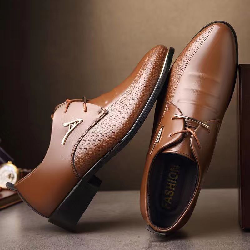Los hombres de otoño transfronterizos más el tamaño de los zapatos de los hombres zapatos de cuero formales de negocios de los hombres zapatos casuales con cordones de cuero bajo-top image 4