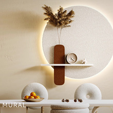 奶油风高级感立体砂岩装饰灯画客餐厅卧室玄关设计师2025新款挂画