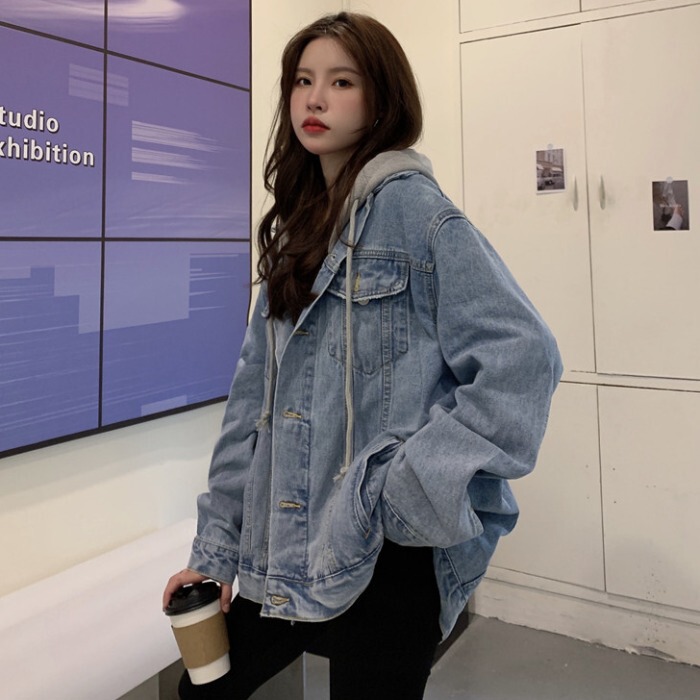 Real Shot of Hooded Denim Jacket for Women, Spring and Autumn 2026 New Style, Light-Colored Korean Version, Loose Casual Jacket, Trendy Top Real Shot of Hooded Denim Jacket for Women, Spring and Autumn 2026 New Style, Light-Colored Korean Version, Loose Casual Jacket, Trendy Top