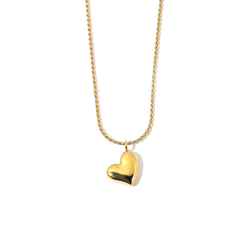 6g Weight Vacuum Plating Gold Plating Process 18K Gold Plated Plating Material Titanium Steel 18K Gold Plated Simple Style Commute Plating Heart Shape Titanium Steel Pendant Necklace
