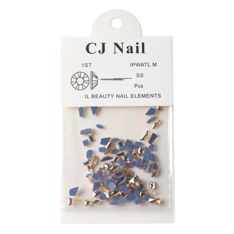 Popular en línea popular sal de mar burbuja arte de uñas diamante en forma especial tamaño pequeño color de fondo transparente Aurora mezclado joyería de uñas al por mayor