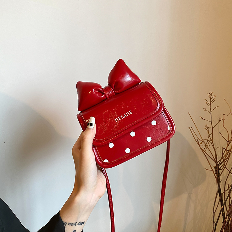 Bolsas para niños coreanas lindas bolsas de arco de chicas retrógradas redondas onduladas para padres e hijos bolsas de lápiz labial