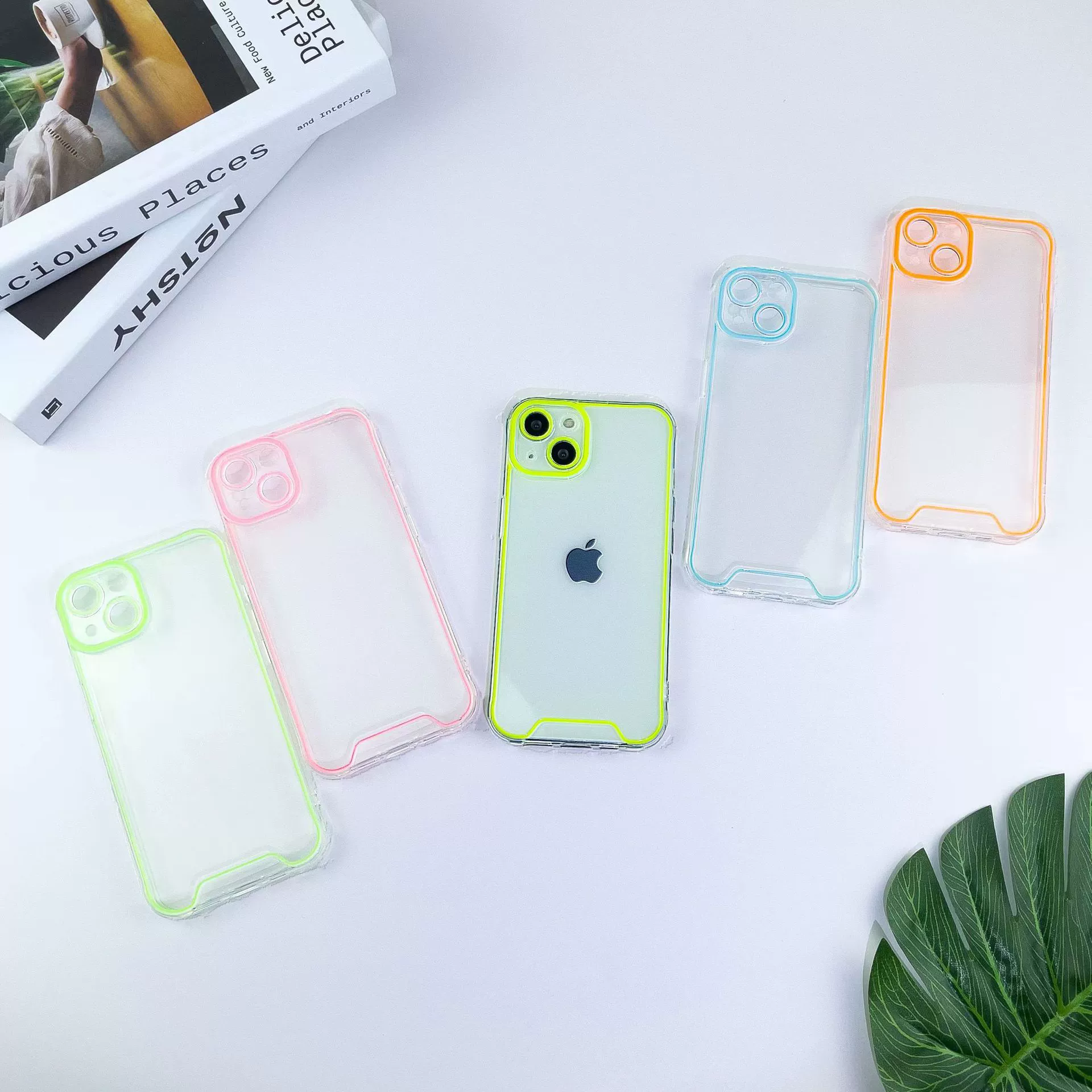 Transparent Protective Phone Case for iPhone — Neon Edge, Drop Protection, Multiple Models