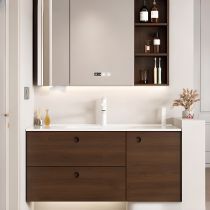Bathroom Sink Cabinet 2 Drawers 3 Doors Wall-Mounted Storage Cabinet Brown Rectangular Storage Bathroom Without Basin Bathroom Sink Cabinet 2 Drawers 3 Doors Wall-Mounted Storage Cabinet Brown Rectangular Storage Bathroom Without Basin