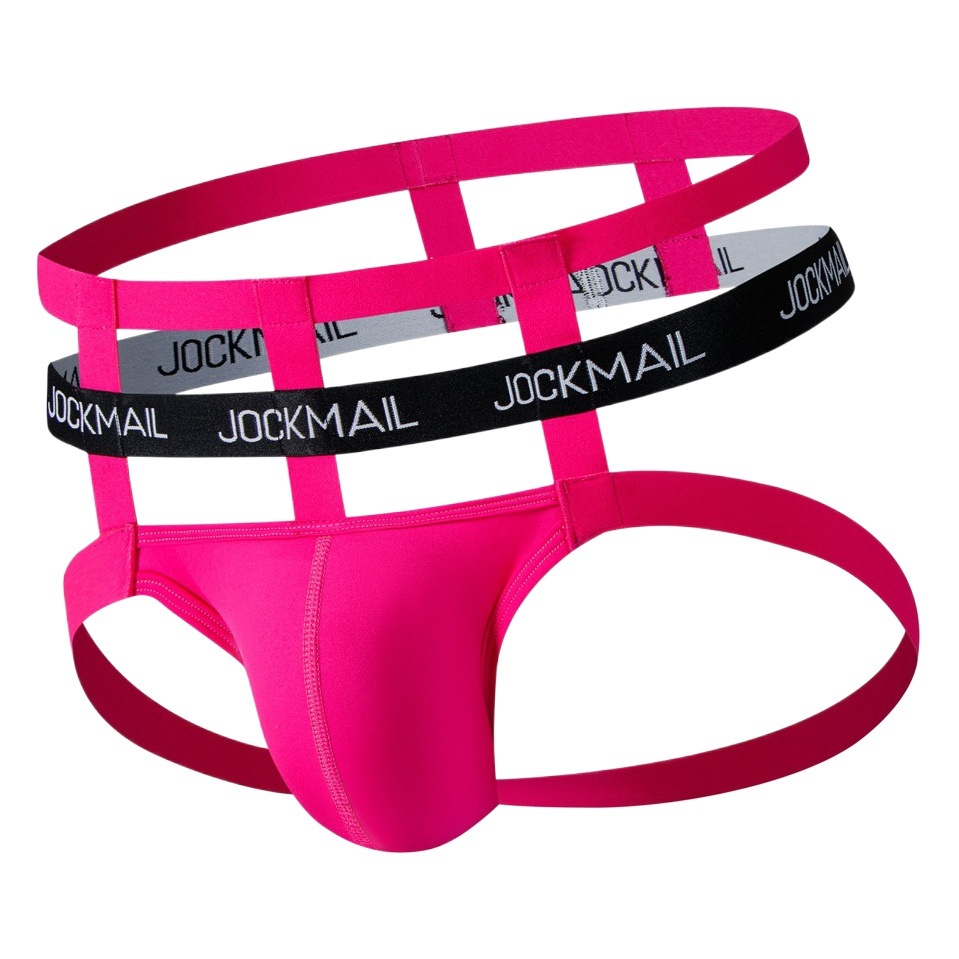 JOCKMAIL ropa interior de los hombres de cintura baja sexy moda hueco personalidad doble pantalones vendaje sexy ropa formal blanco y negro