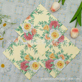 现货跨境纯木浆单面印刷餐巾纸厂家派对用品批发彩色印花餐纸巾
