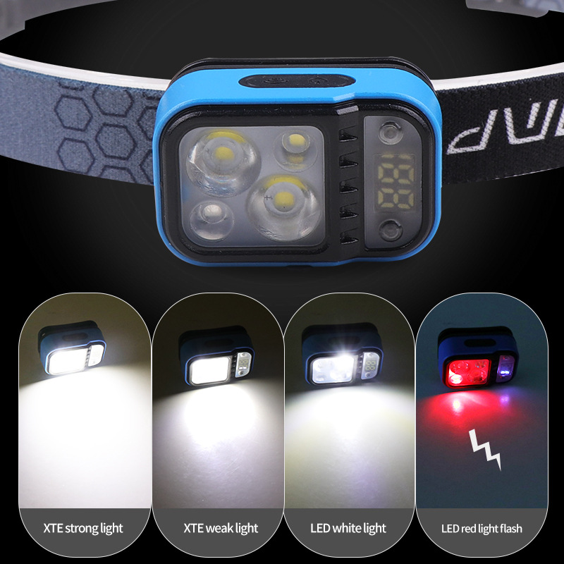 Transfrontaliero Nuovo XTE LED Sensore Ricarica USB Display digitale di alimentazione Illuminazione di corsa Faro a luce forte_voghion.com