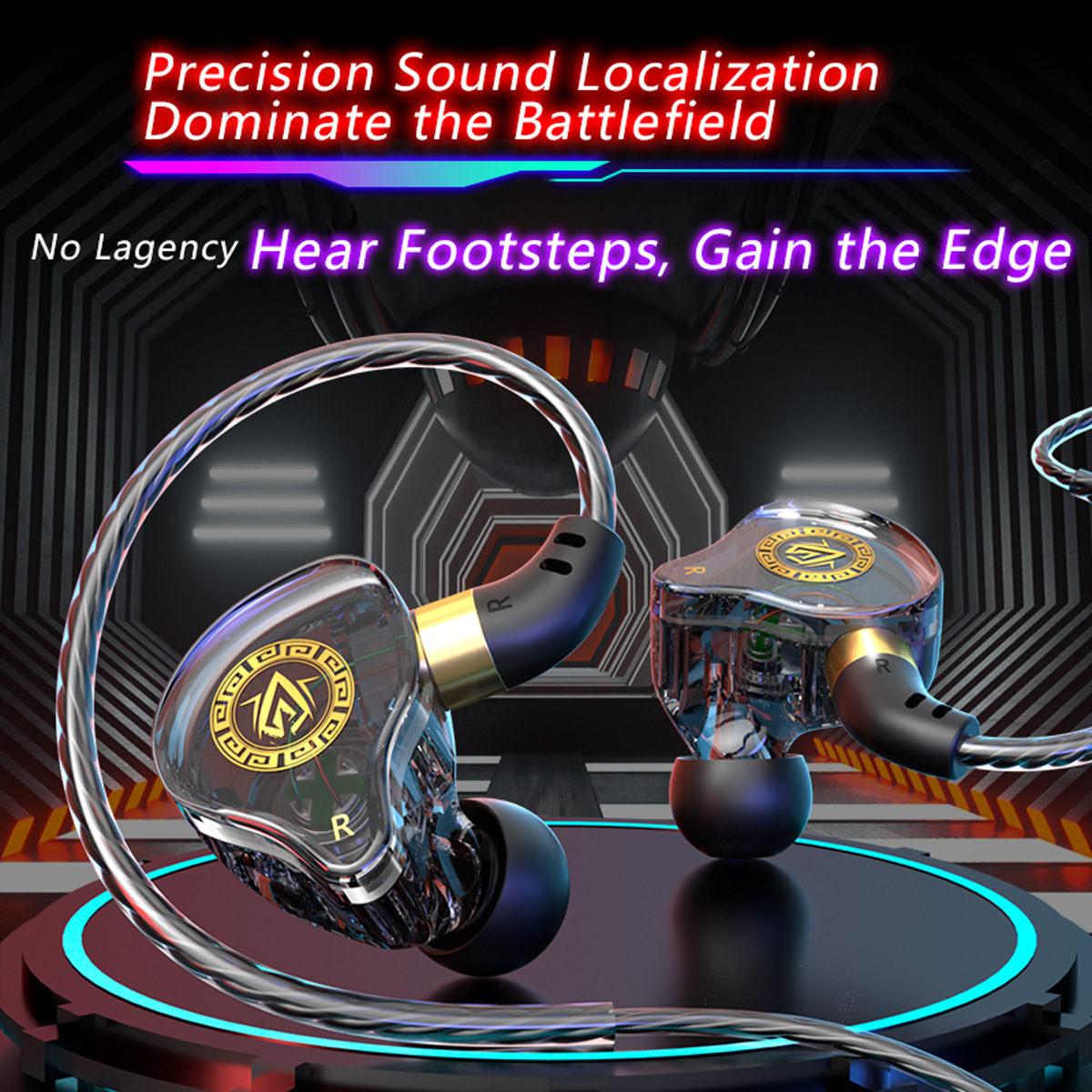 auriculares con cable transfronterizos en el oído juegos deportivos para Apple Samsung Huawei teléfonos móviles 3.5 auriculares tipo c