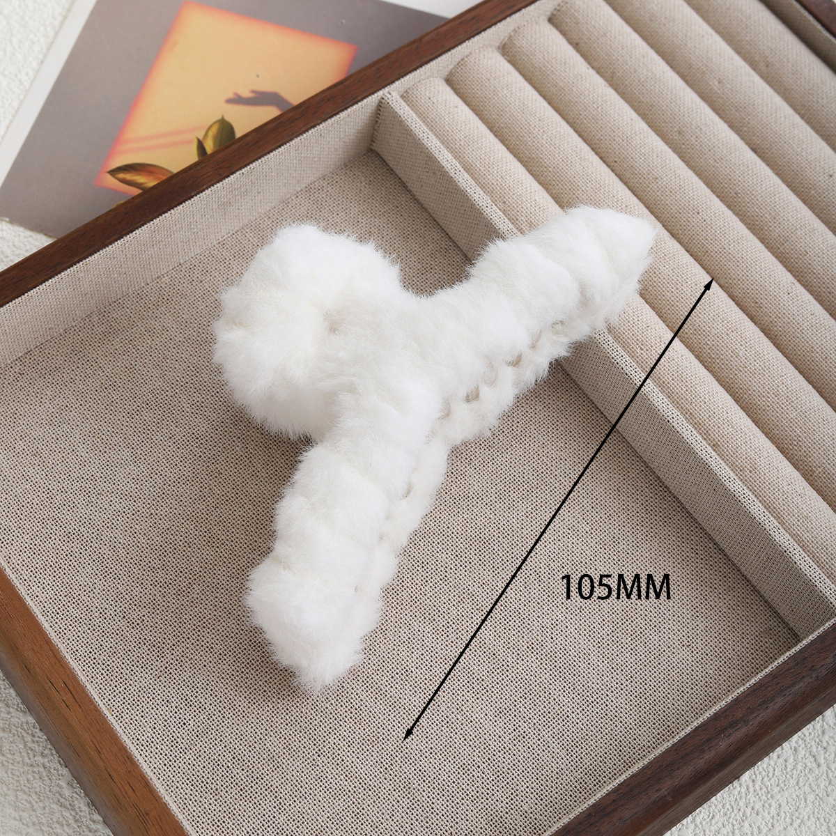 Off-white cross plush hair clip 11cm