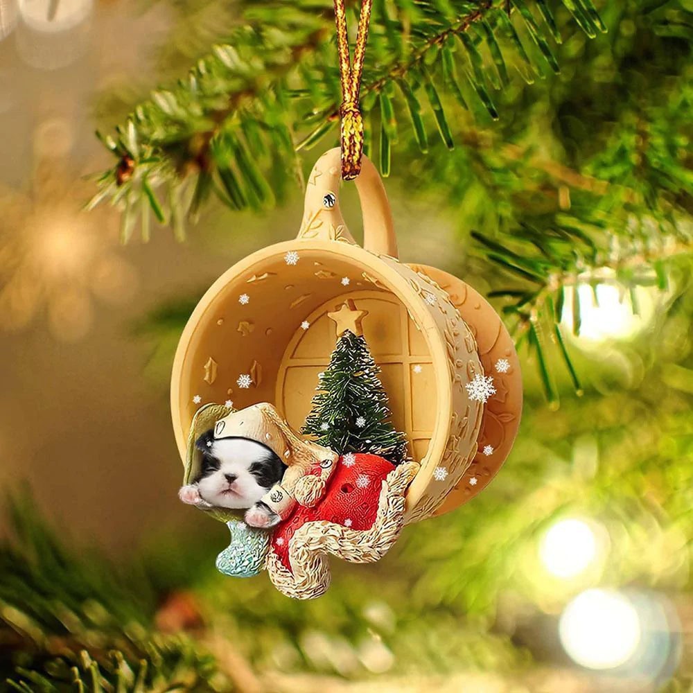 Transfronterizo nuevo acrílico taza plana perro mascota decoraciones de Navidad coche mochila adornos image 8